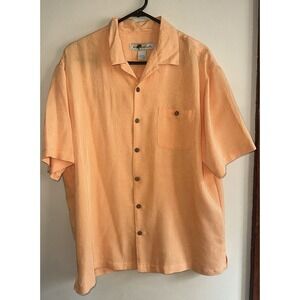 Joe Marlin Men's Large Unwind Orange Shirt Beach Summer Vacation Floral Hawaiian